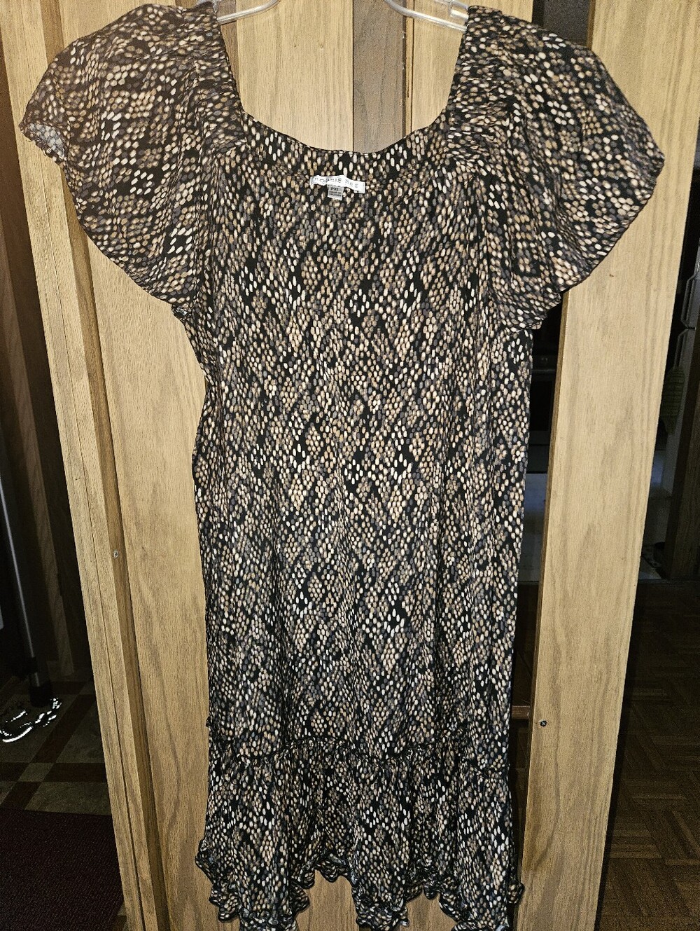 Robbie Bee Sz PXL Black and Tan Patterned Mini Dress